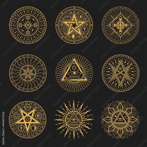 Occult Signs Occultism Alchemy And Astrology Symbols Vector Sacred