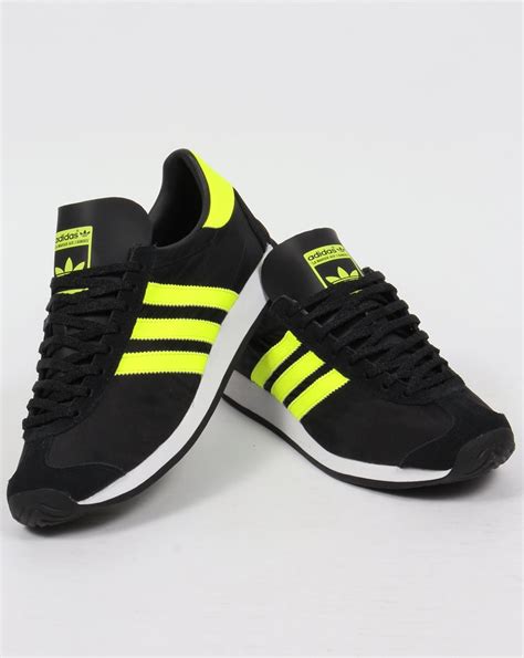 You like your world with a certain amount of vintage class. Adidas Country OG Trainers Black/Solar Yellow,originals ...