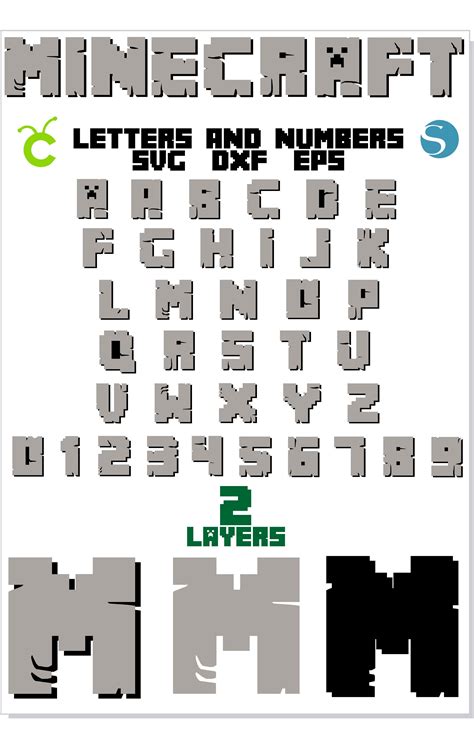 Minecraft Font Alphabet Letters And Numbers Svg Eps Dxt Minecraft