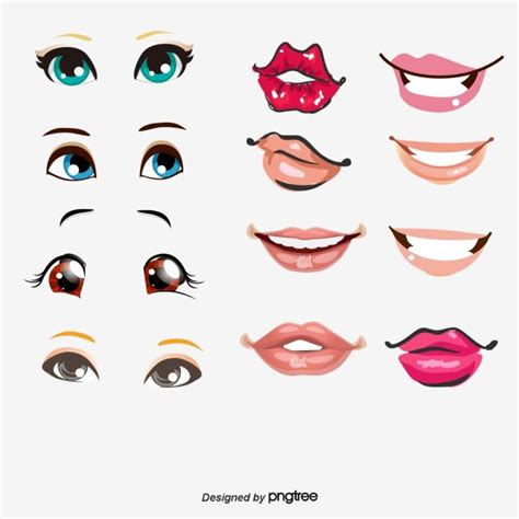 Various Types Of Lips With Different Shapes And Colors On Them