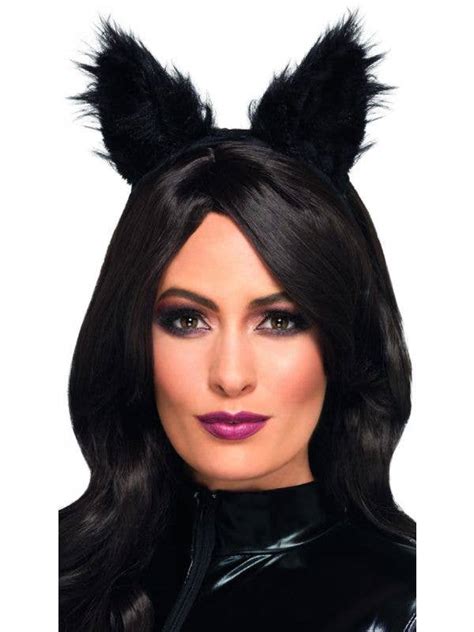 Fluffy Black Cat Costume Ears Halloween Cat Headband