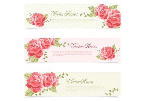 Red Pink Painted Retro Roses Banner Psd Set Free Photoshop Brushes At
