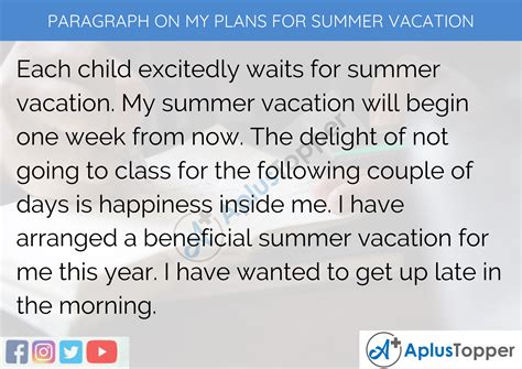 We originally put up this post many years ago, and it has become a true summer favorite with readers. Paragraph on My Plans for Summer Vacation 100, 150, 200 ...