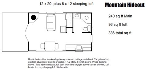 240 Sq Ft Mountain Hideout With 96 Sq Ft Loft Tiny House Floor