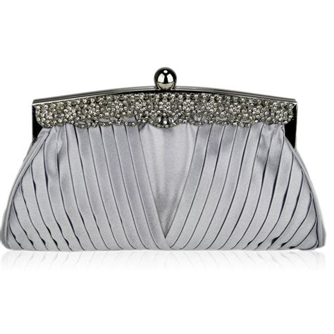 Silver Clutch Bags Online Uk Silver Satin Evening Clutch Bag Silver