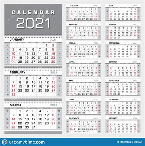 Calendario Trimestral De Pared 2021 Con Números De Semana Inicio De