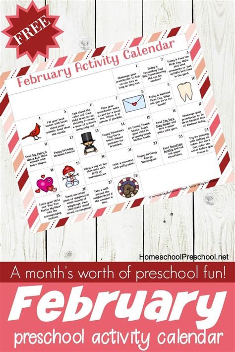 Free Printable February Activity Calendar For Preschool Preschool