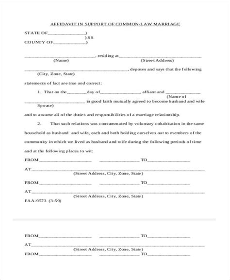 Affidavit Of Relationship Sample