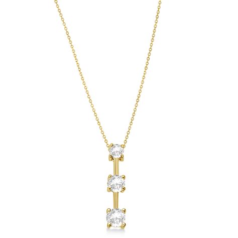 Three Stone Graduated Diamond Pendant Necklace 14k Yellow Gold 050ct