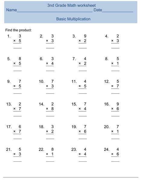 Third Grade Free Printable Math Worksheets
