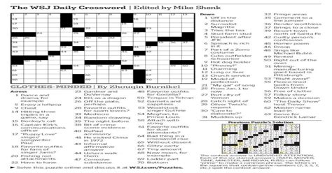 The Wsj Daily Crossword Edited By Mike Shenk 4062018 · Previous