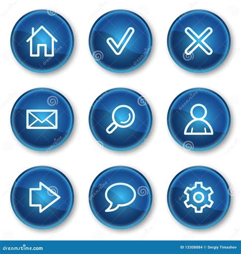 Basic Web Icons Blue Circle Buttons Vector Illustration