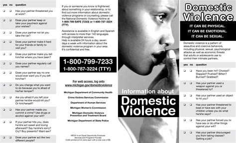 Domestic Violence Pamphlet Brochure