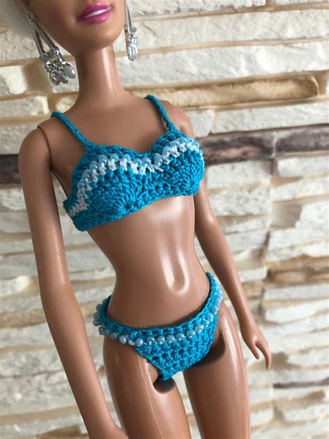 Crochet Doll Bikinis Doll Swimwear Doll Blue Bikinis Etsy Doll Bikini Crochet Barbie