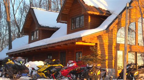 Bayfield County Wisconsin Snowmobile Lodging And Trailside Bar On Lake
