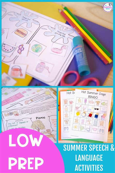 Low Prep Summer Speech And Language Activities Preschool Speech