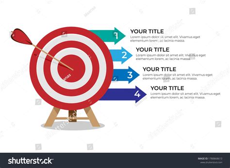 Dartboard Arrows Hitting Target Objective Achieved Stock Vector