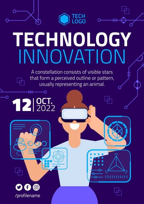 Free Futuristic Flat Tech Innovation Poster Template