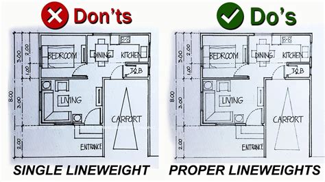 How To Use Proper Line Weights On Your Architectural Drawings Youtube