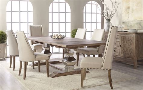 Gray is a great background color for bold, bright hues in any room. Manor Gray Wash Extendable Dining Room Set with Traditions ...