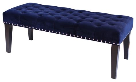 This design comes in a luxury velvet brown accompanied with a fabulous gold stud detail, invoking a feeling of deluxe. Markelo Velvet Bench - Transitional - Upholstered Benches ...