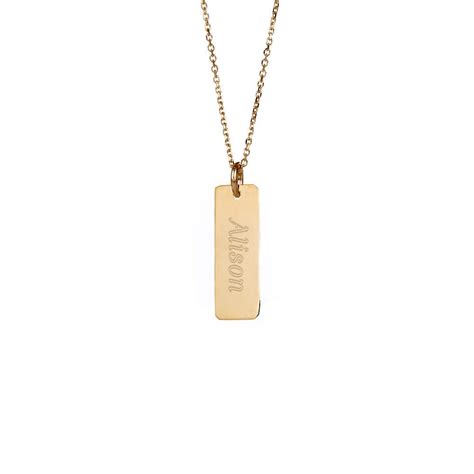 Engravable Small Vertical Gold Bar Necklace Eves Addiction
