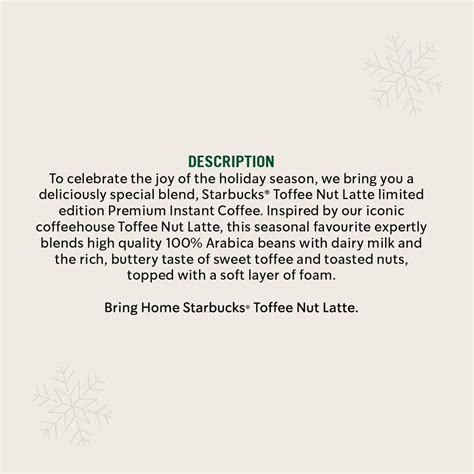 Limited Edition Starbucks Toffee Nut Latte Instant Coffee Mixes