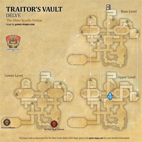 Eso Traitors Vault Delve Map With Skyshard And Boss Location In Artaeum