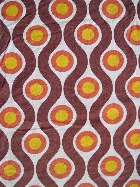 Vintage 1960s 70s Fabric Retro Geometric Pattern From Germany 1999