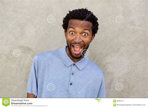 Close Up Black Man With Surprised Expression On Face Stock Image