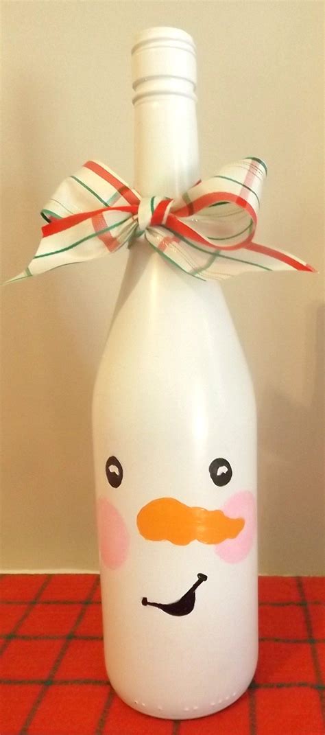 Hand Painted Snowman Wine Bottle Kims Used To Bees By Kim Medlin