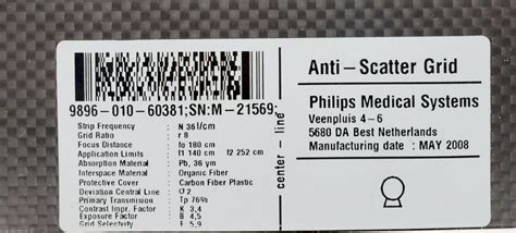 Philips 9896 010 60381 Anti Scatter Grid From A Digital Diagnost Rad