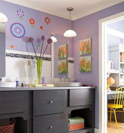 Purple Kids Bathroom With Ample Color And Attractive Wall