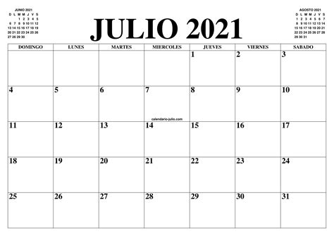 Calendario Julio 2021 El Calendario Julio Para Imprimir Gratis Mes
