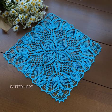Square Doily Pattern Vintage Crochet Pattern For Pineapple Etsy