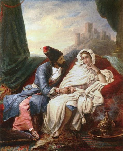 Beautiful Eastern Woman And A Cossack Painting Alexandre Marie Colin