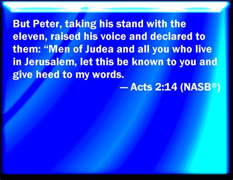 Acts 214 But Peter Standing Up With The Eleven Lifted Up His Voice