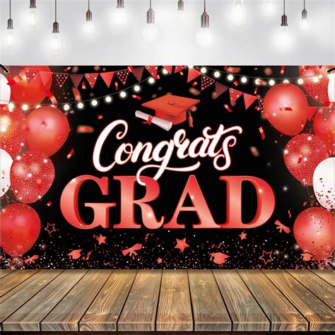 Buy Katchon Red Congrats Grad Banner Large 72x44 Inch Graduation
