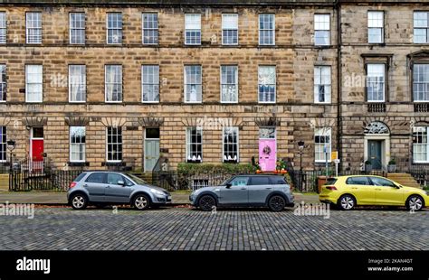 Edinburgh New Town Scotland A Bright Pink Door On A Drummond Place