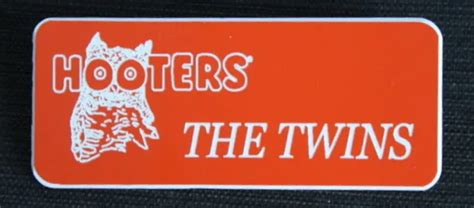 Hooters Girl Uniform The Twins Name Tag Lingerie Costume Pin Badge