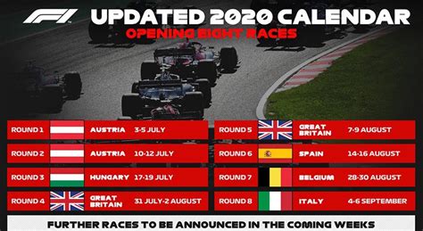 En effet, il n'est plus question de gérer la carrière de votre pilote en gravissant les échelons les premières saisons, votre monoplace est dans le bas du classement. Calendrier F1 2020 : les huit premières courses sont ...