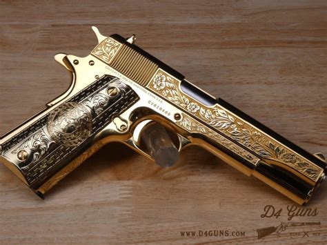 Colt 1911 Government Series 70 Custom Engraved 24k Gold Plated W