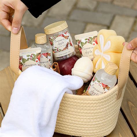 Spa Gift Baskets For Women 11Pcs Cinnamon Apple Bath And Body Gift Sets