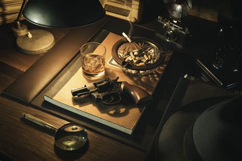 Film Noir Detective Desktop With Revolver The Art Of Misunderstanding