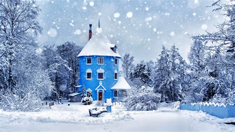 Unique House In Winter Snowstorm Hd Wallpaper Background Image