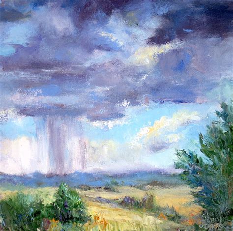 Rain Clouds Contemporary Landscape Painting By Sheri Jones