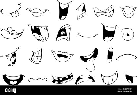 Outlined Cartoon Mouth Set Stock Vector Image And Art Alamy