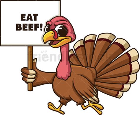 Angry Turkey Eat Beef Sign Cartoon Clipart Vector Friendlystock