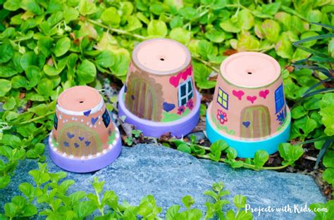 Easy Painted Fairy Houses For The Garden Projects With Kids