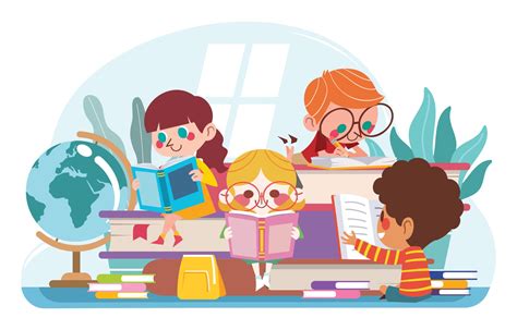 Cute Kids Boy And Girl Study Together 2164492 Vector Art At Vecteezy